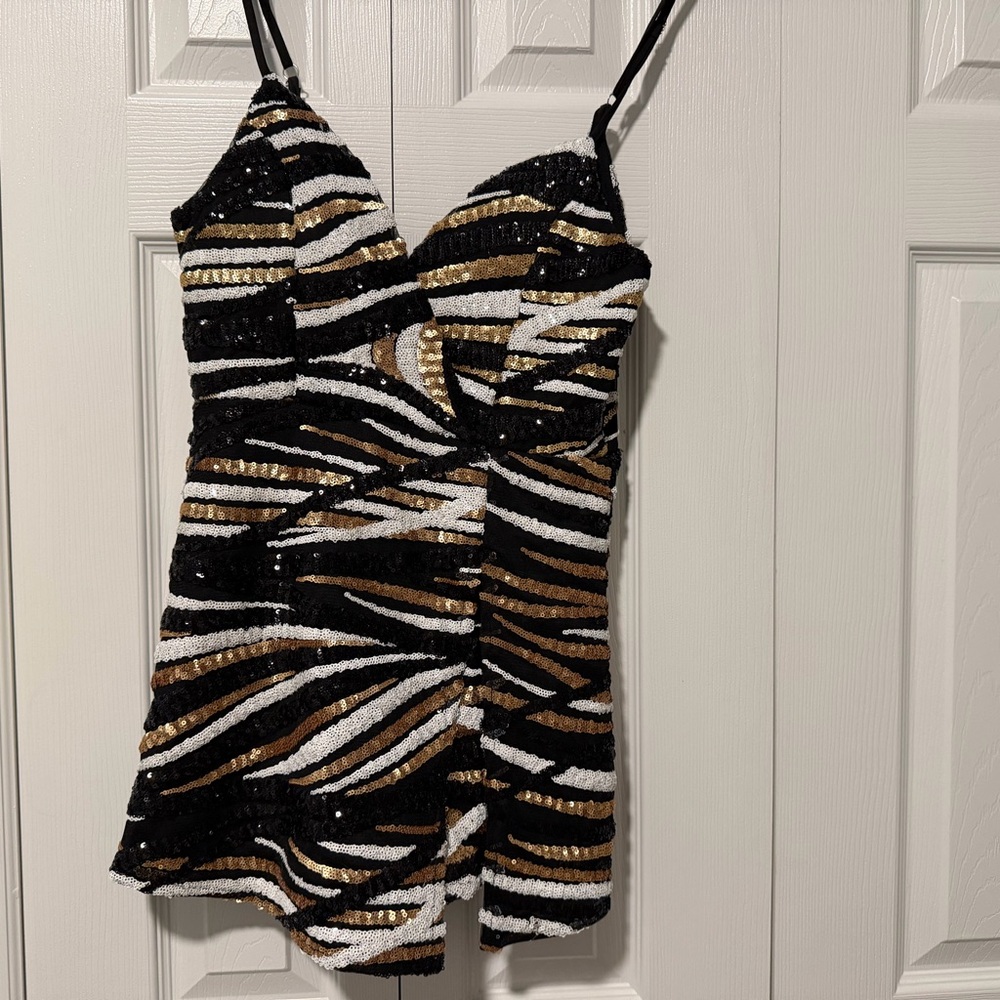 Luxxel Black and White Sequin Dress